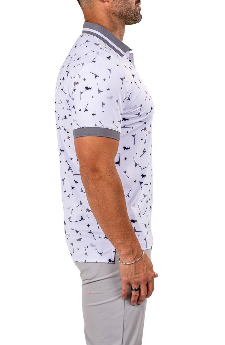 Maceoo Ascension0039 White Golfer Print Stretch Nylon Polo, Alternate, color, White