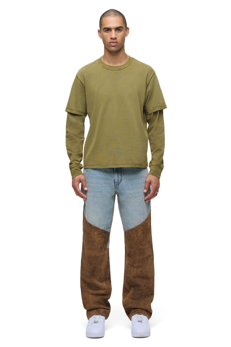 Hybrid Layered Long Sleeve Cotton T-Shirt, Alternate, color, OLIVE