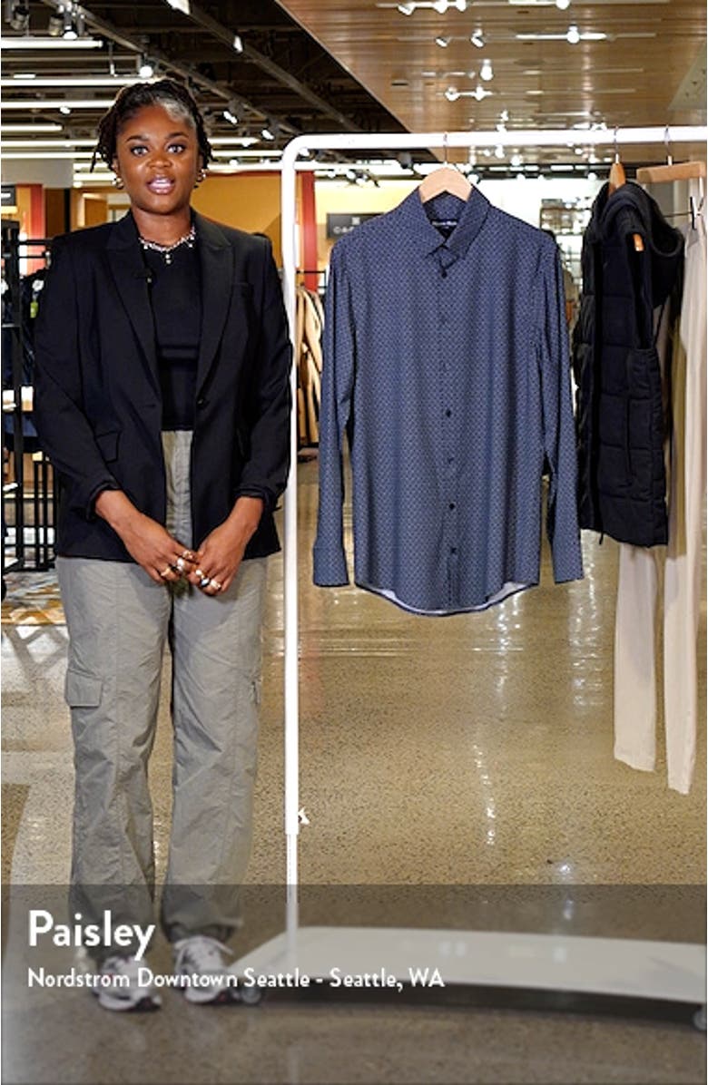 Leeward Trim Fit Print Performance Button-Up Shirt, sales video thumbnail