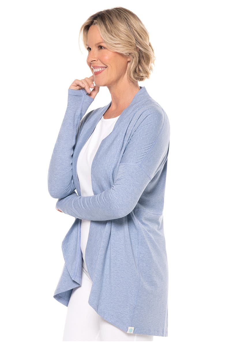 Coolibar Women's Long Sleeve Sun Wrap with Back Slit - UPF 50+ Sun Protection - LumaLeo, Alternate, color, Blue Heather