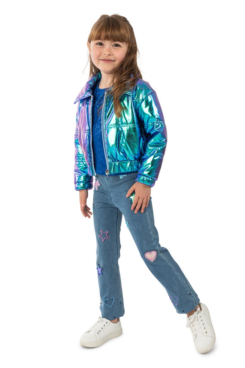 Kids' Puffer Jacket, T-Shirt & Jeans Set, Alternate, color, DARK BLUE