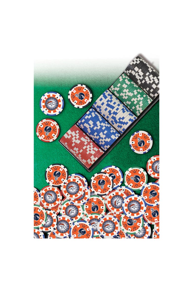 Denver Broncos 100 Piece Poker Chips, Alternate, color, Multicolor