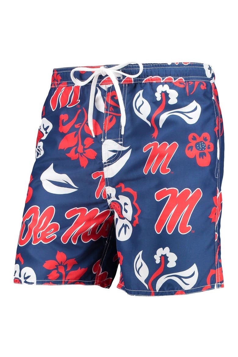 Men's Wes & Willy Navy Ole Miss Rebels Floral Volley Logo Swim Trunks, Alternate, color, Navy