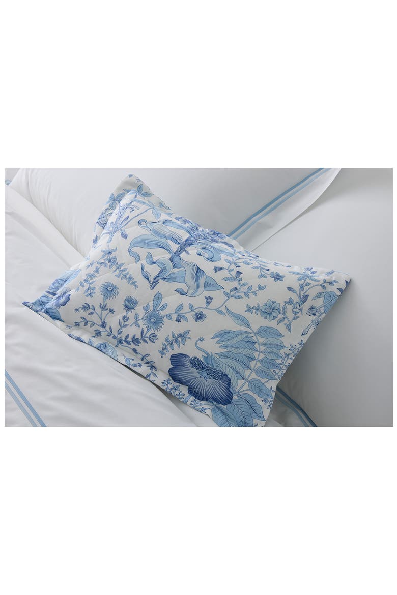 Pomegranate Linen Fitted Sheet, Alternate, color, PORCELAIN BLUE
