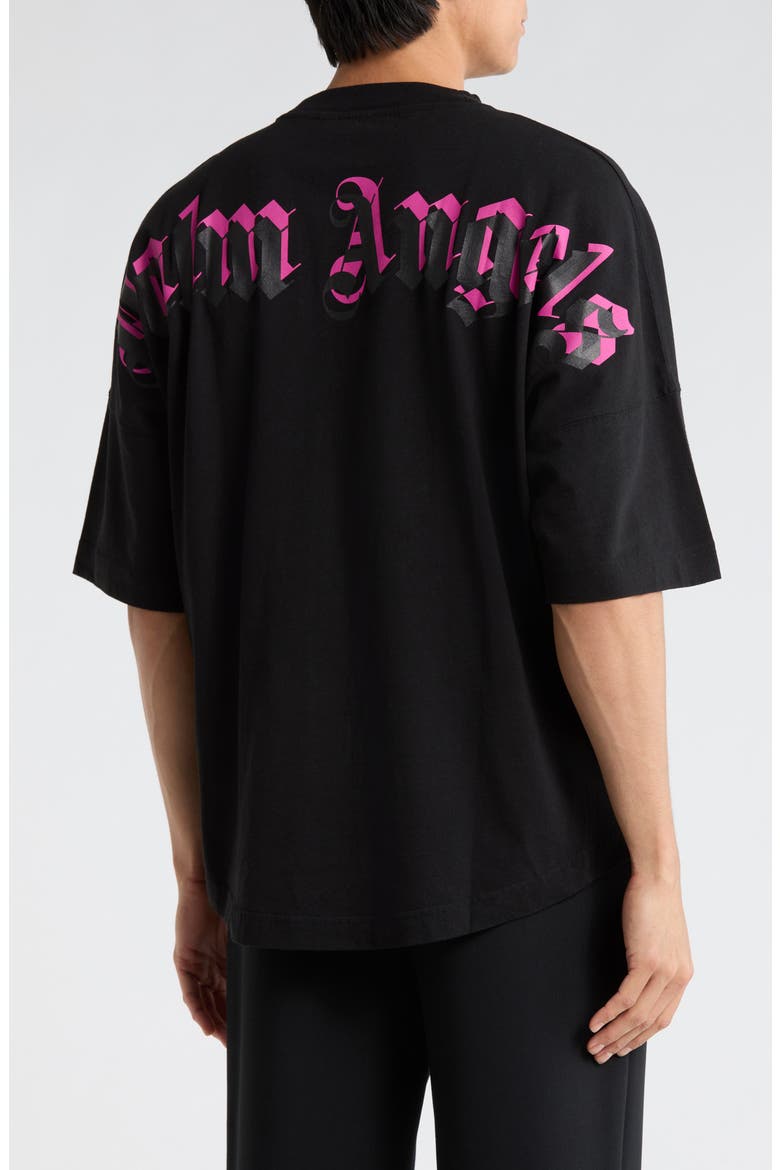 Crewneck Short Sleeve T-Shirt, Alternate, color, BLACK FUSCHIA