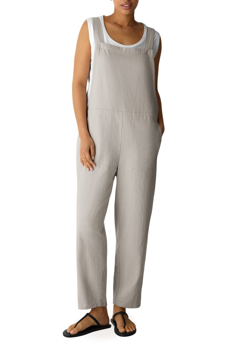 Organic Cotton & Linen Lantern Jumpsuit, Main, color, CHALK