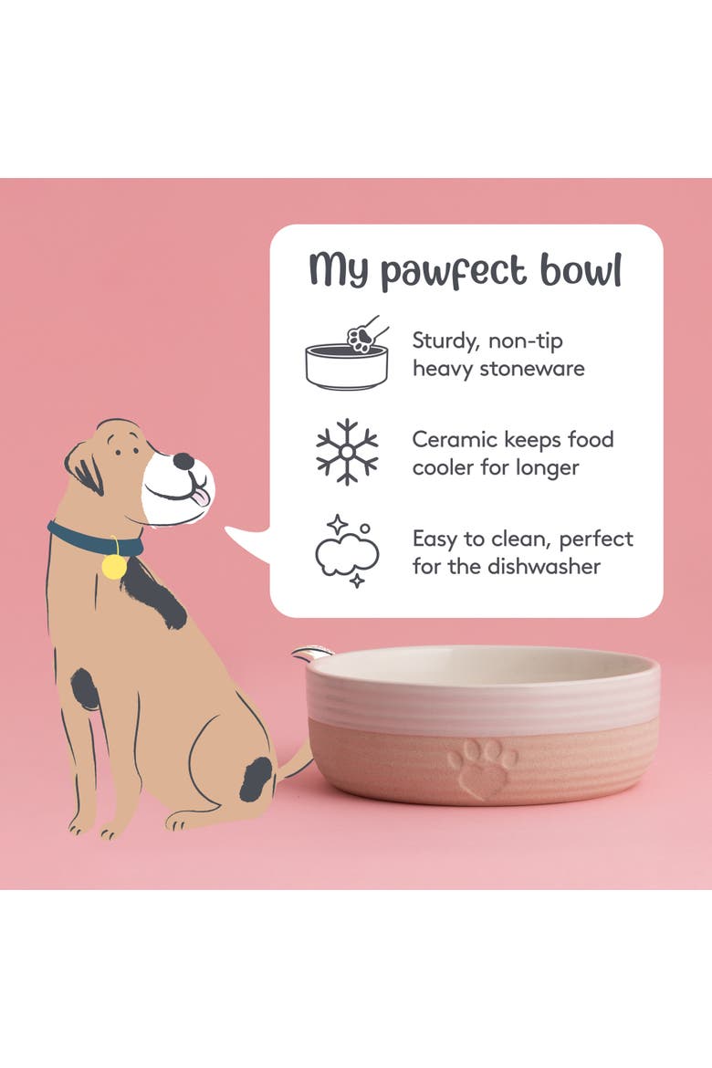 Heart Paw Pet Bowl, 5.9", 16.9oz, Cream & Tan, Food-Water Dish, Alternate, color, Beige
