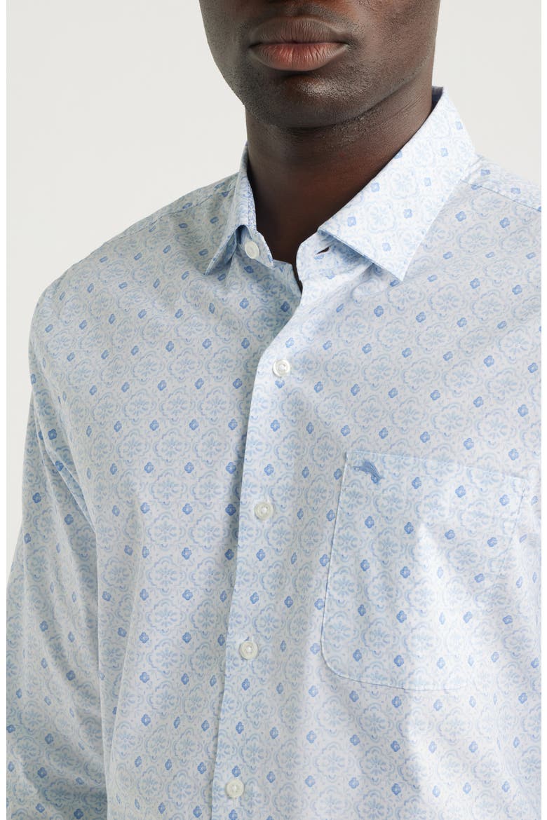 Sarasota Stretch Island Medallion IslandZone® Button-Up Shirt, Alternate, color, BLUE LAPIS