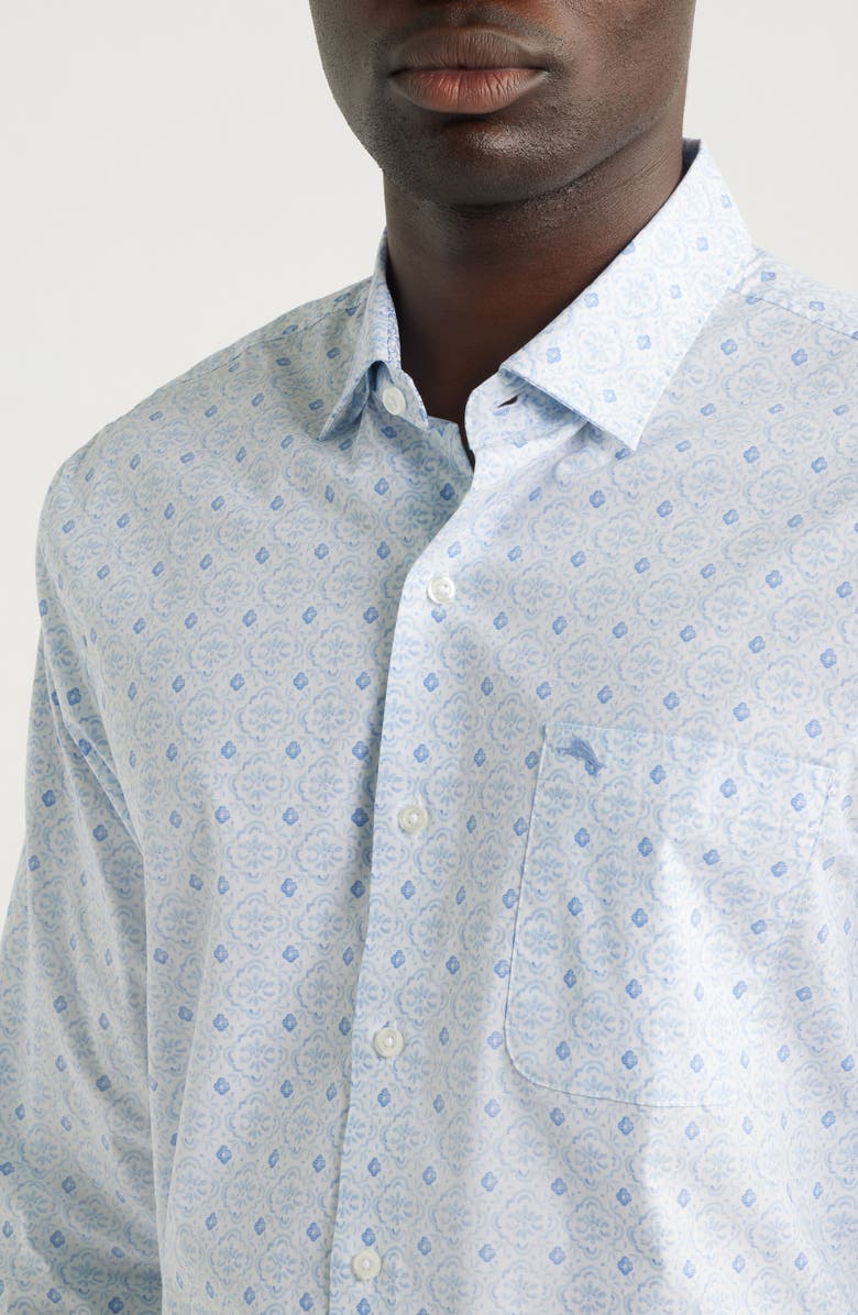Tommy Bahama Sarasota Stretch Island Medallion IslandZone<sup>®</sup> Button-Up Shirt, Alternate, color, Blue Lapis