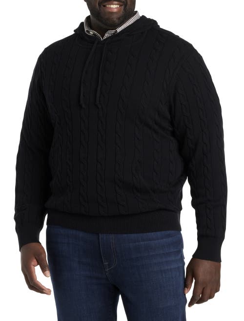 Brooks Brothers Cable Knit Hoodie In Caviar