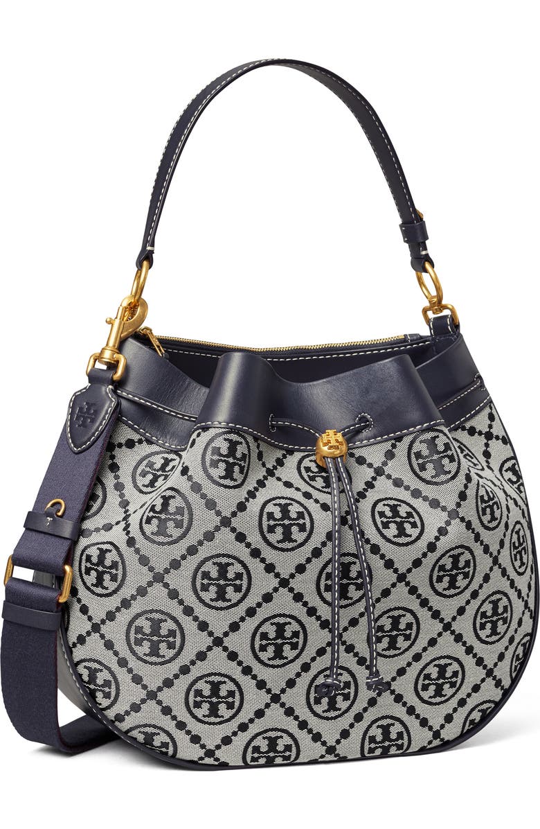 Tory Burch T Monogram Jacquard Drawstring Hobo Bag, Alternate, color,