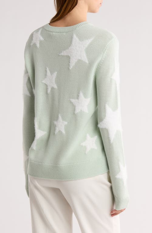 Alice And Olivia Alice + Olivia Andora Fuzzy Star Wool Blend Sweater In Green