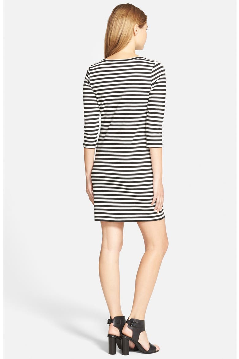 'Pacific' Stripe Ponte Dress, Alternate, color, BLACK