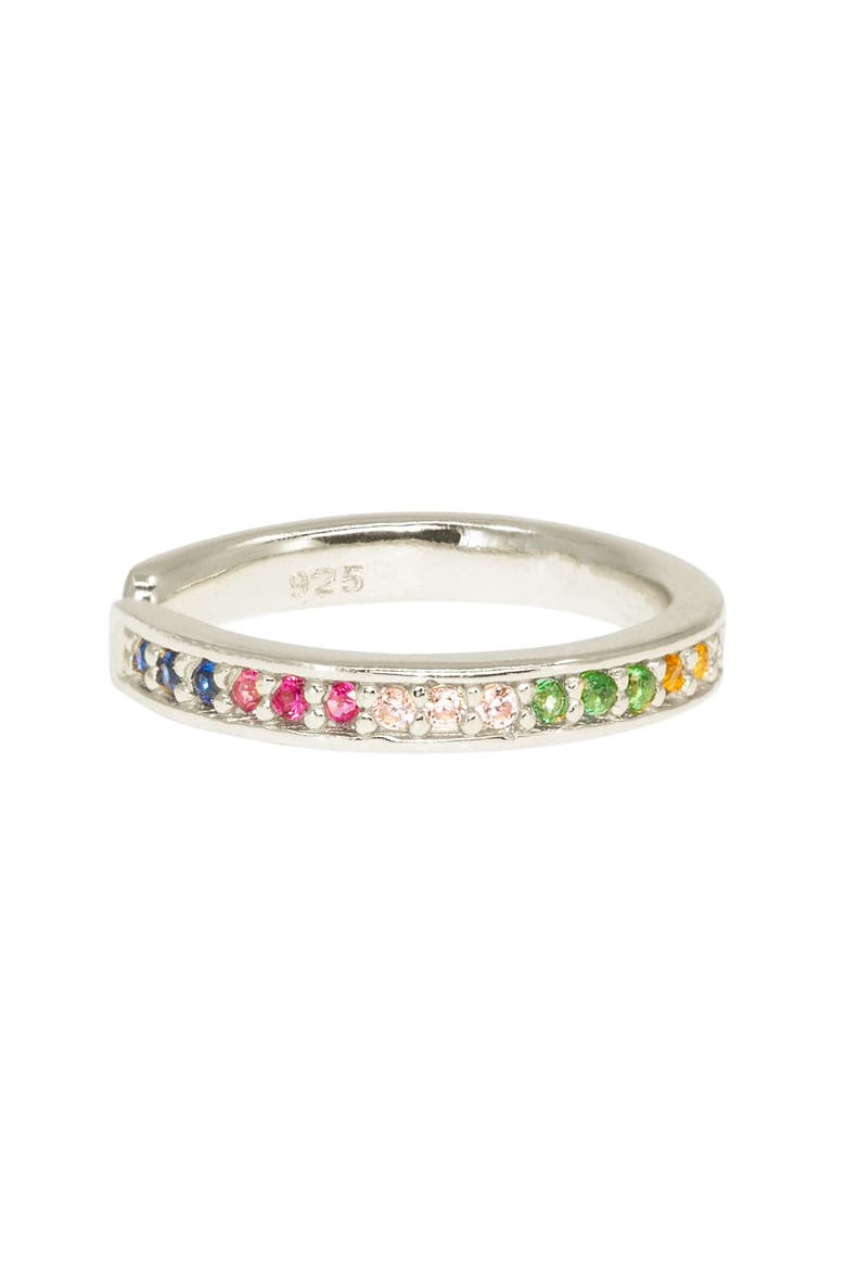 Mini Rainbow Ear Cuff, Main, color, SILVER