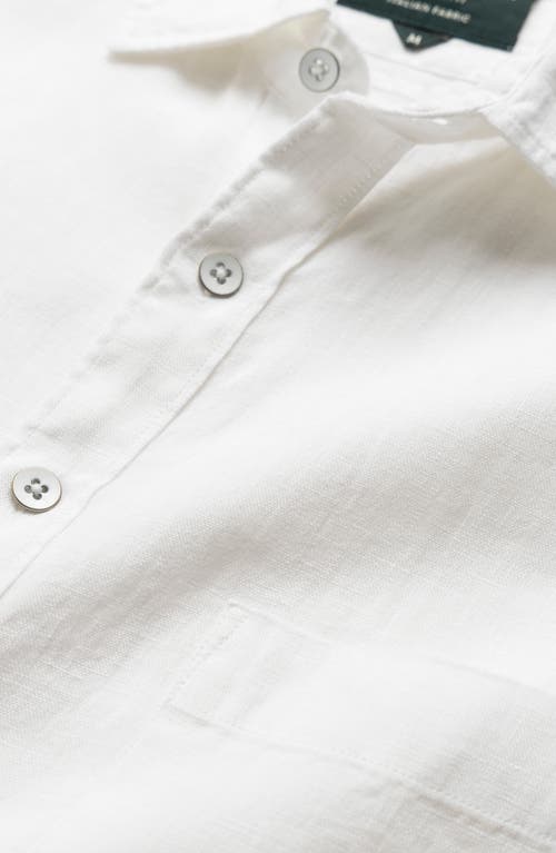 Rodd & Gunn Palm Beach Sports Fit Short Sleeve Linen Button-up Shirt In Snow