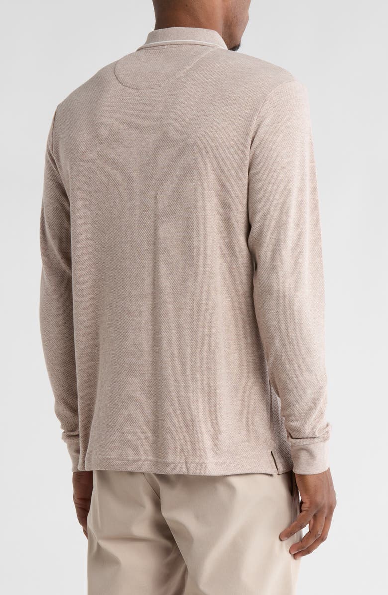 DENIM AND FLOWER Textured Long Sleeve Zip Polo, Alternate, color, Sand