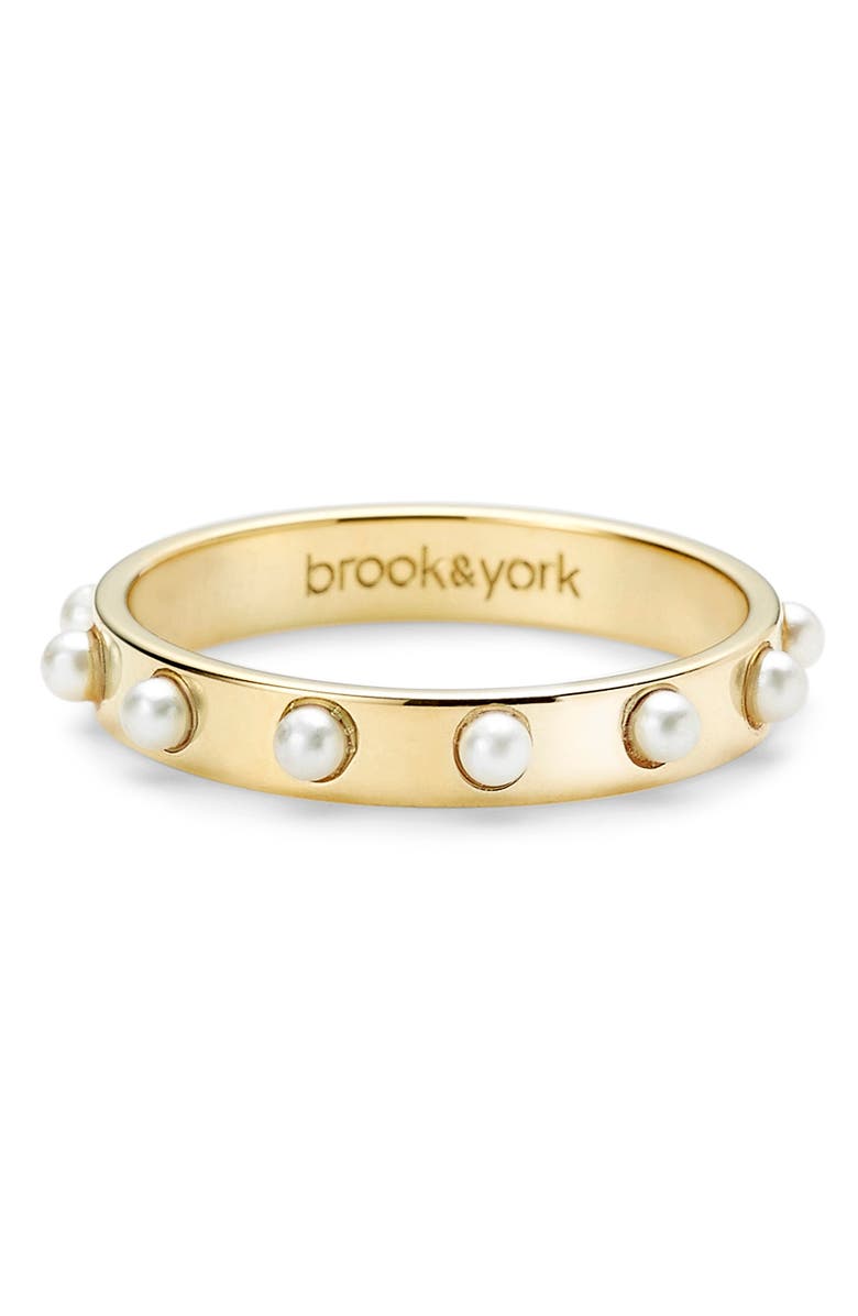 Brook and York Holly Imitation Pearl Ring, Alternate, color, Gold