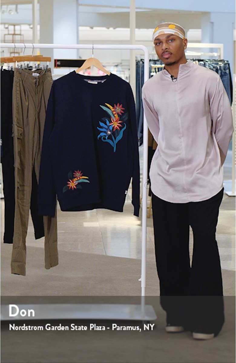 Men's Floral Embroidered Sweatshirt, sales video thumbnail