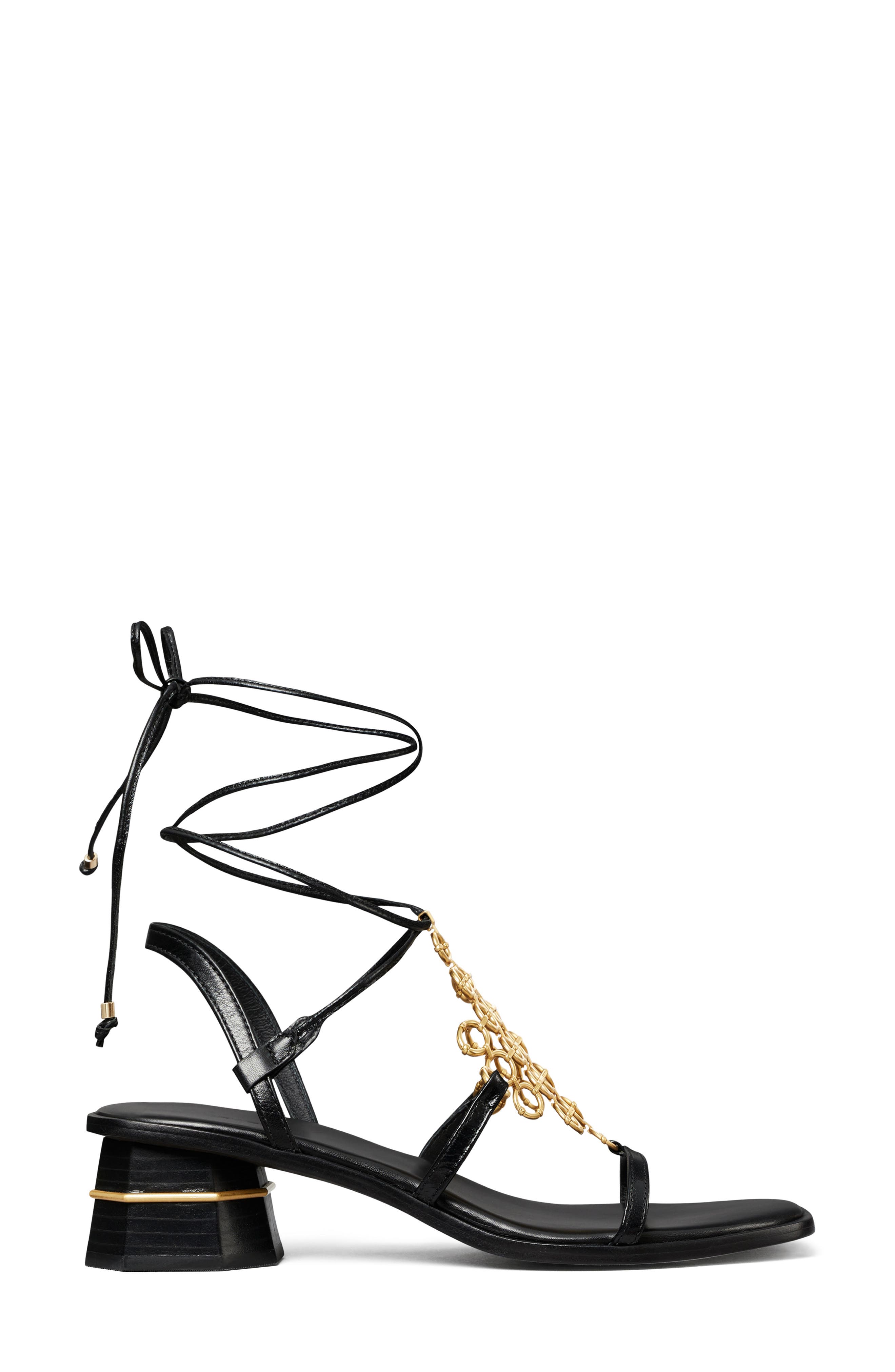 Tory Burch Multilogo Ankle Tie Sandal, Alternate, color, 