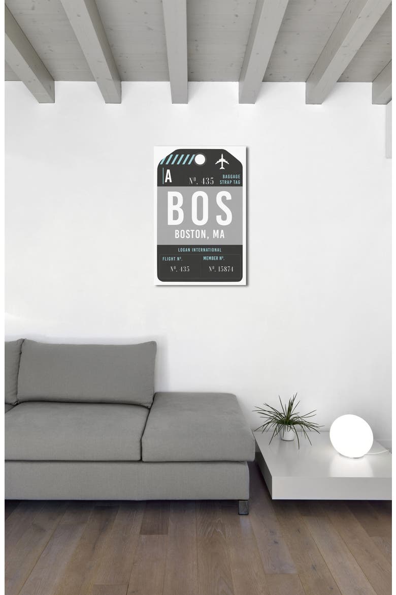 Boston Luggage Tag Wall Art, Alternate, color, BLACK