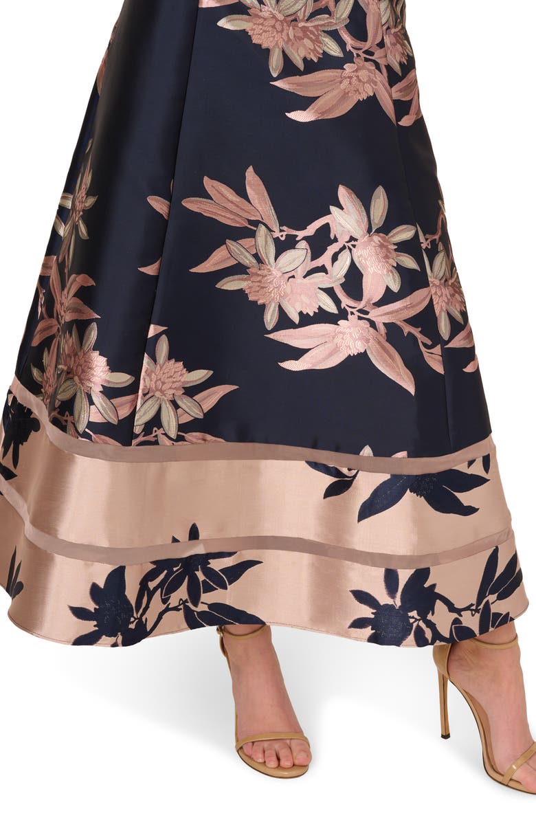 Adrianna Papell Off the Shoulder Jacquard Cocktail Dress, Alternate, color, 