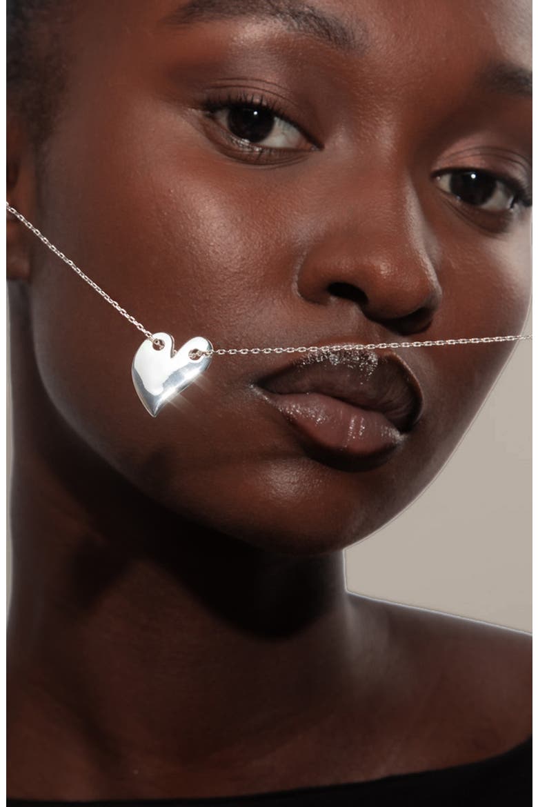 Loff Maxi Heart Necklace in Silver, Alternate, color, Silver