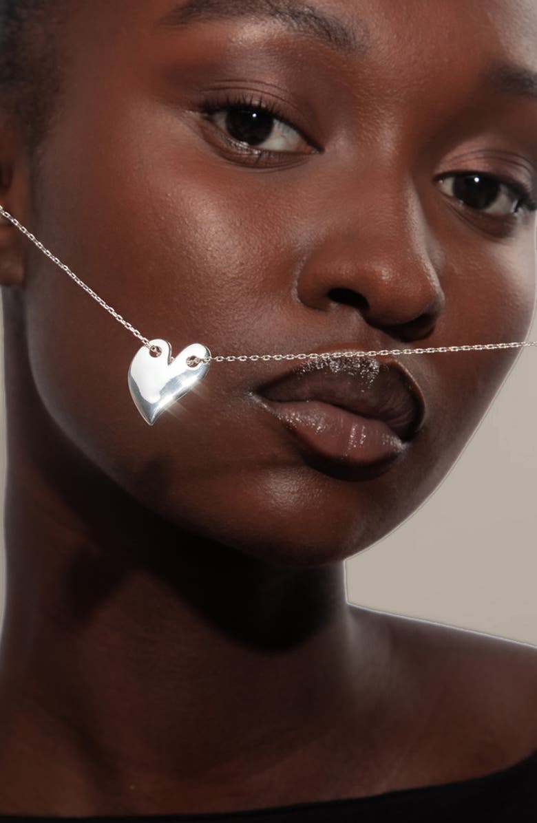 YOJ Loff Maxi Heart Necklace in Silver, Alternate, color, Silver