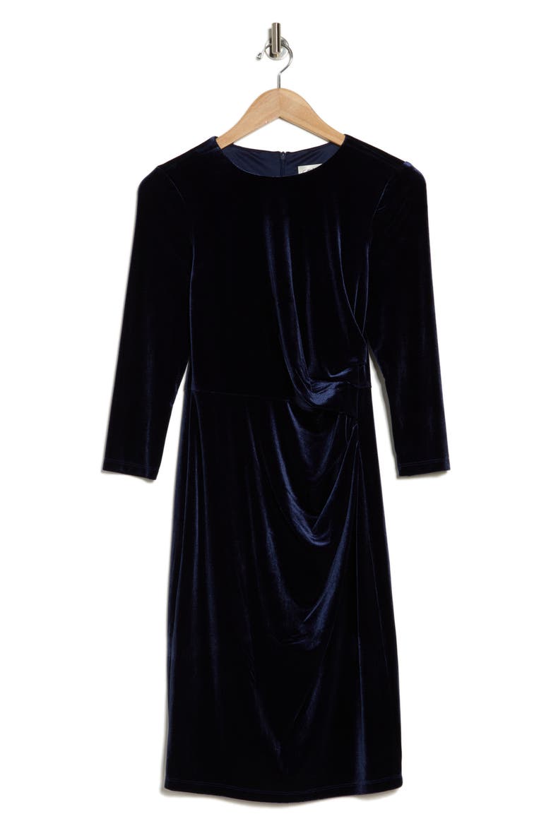 Velvet Sheath Dress, Alternate, color, NAVY