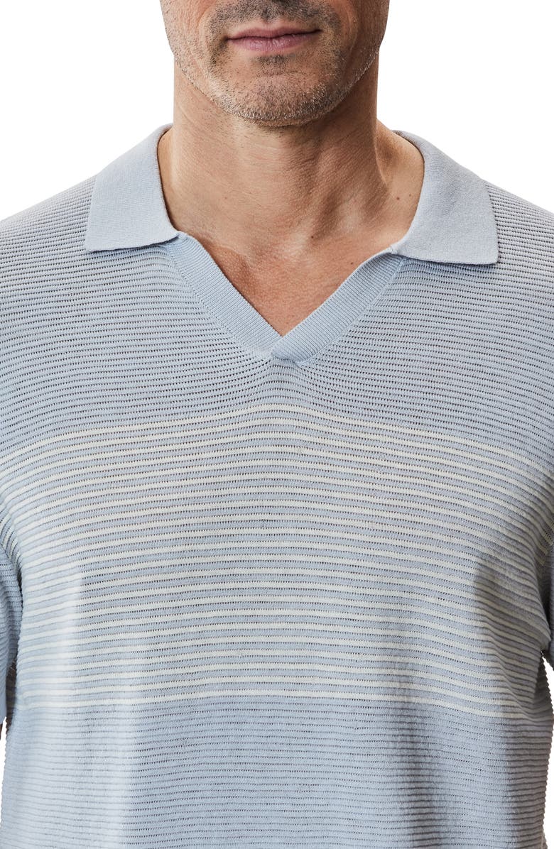 Robert Barakett Orion Stripe Silk & Linen Johnny Collar Polo, Alternate, color, Light Grey