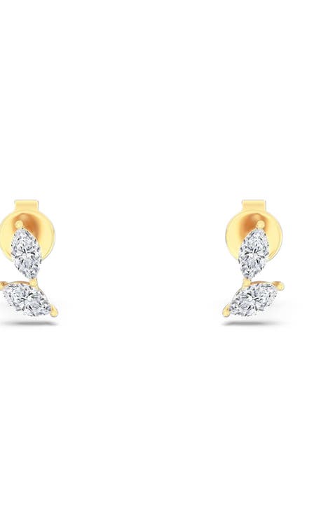 Petite Marquise Duo Lab Diamond Studs in 14K Gold