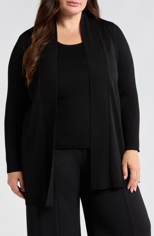 Anne Klein Sonoma Rib Trim Cardigan In Anne Black