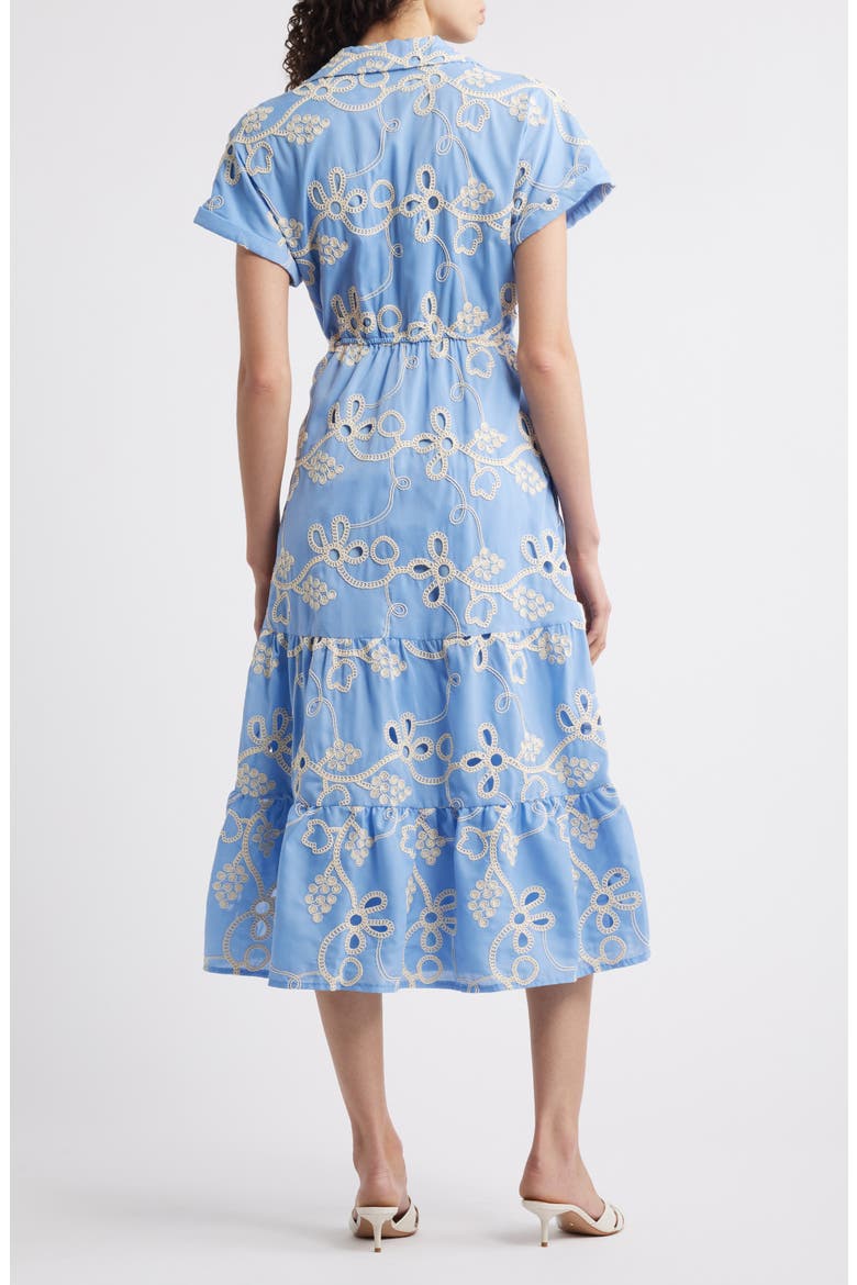 Embroidered Tiered Midi Shirtdress, Alternate, color, LIGHT BLUE