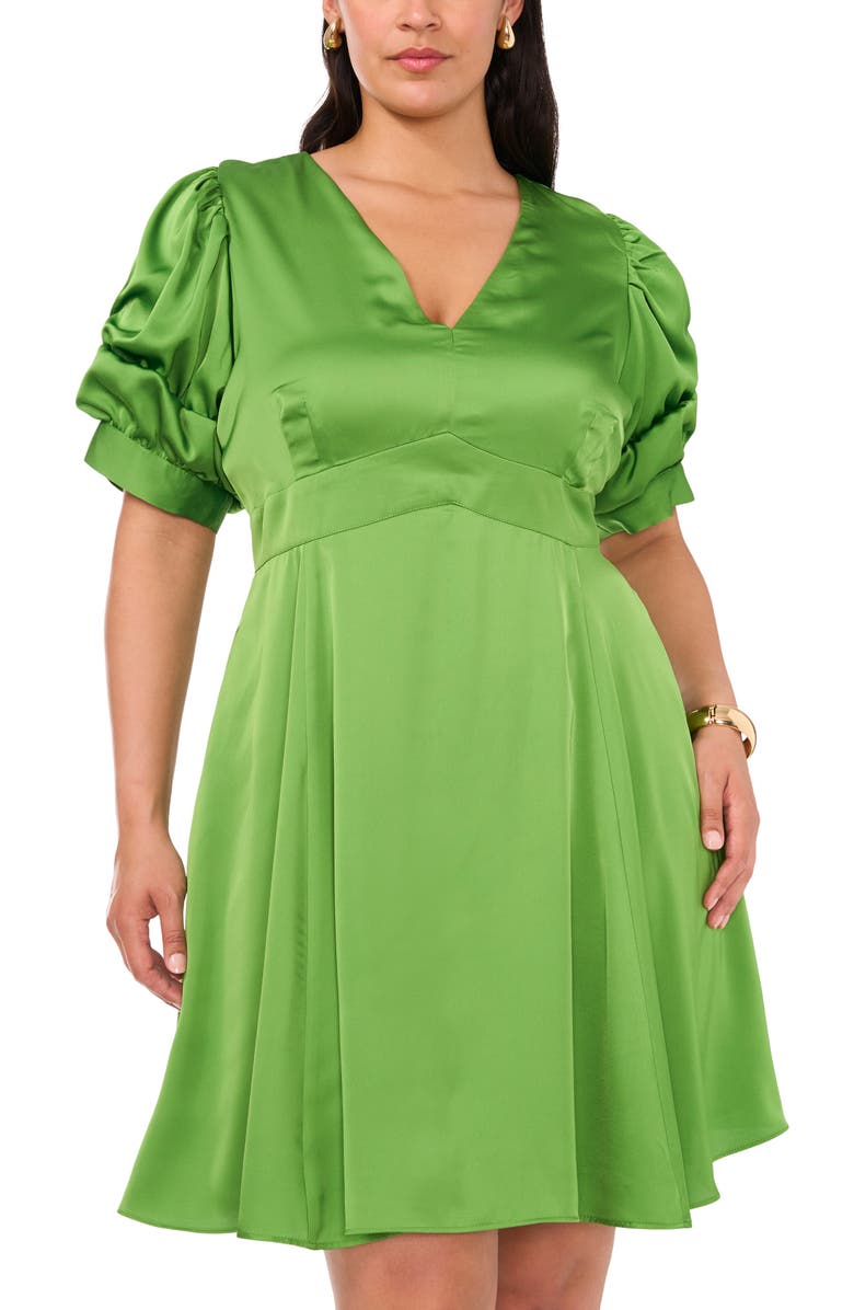 1.STATE Bubble Sleeve Satin Dress, Alternate, color, 