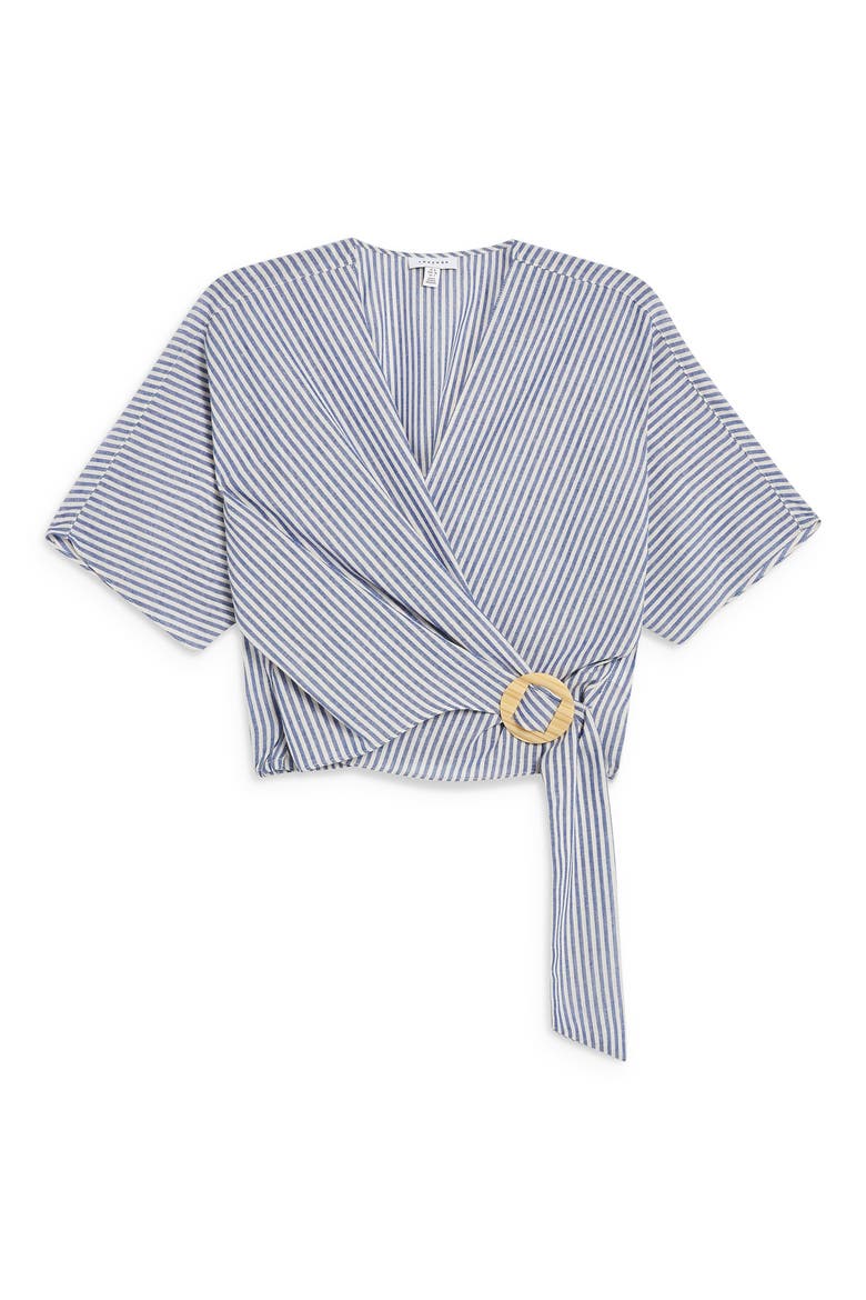 Buckle Wrap Top, Alternate, color, NAVY BLUE