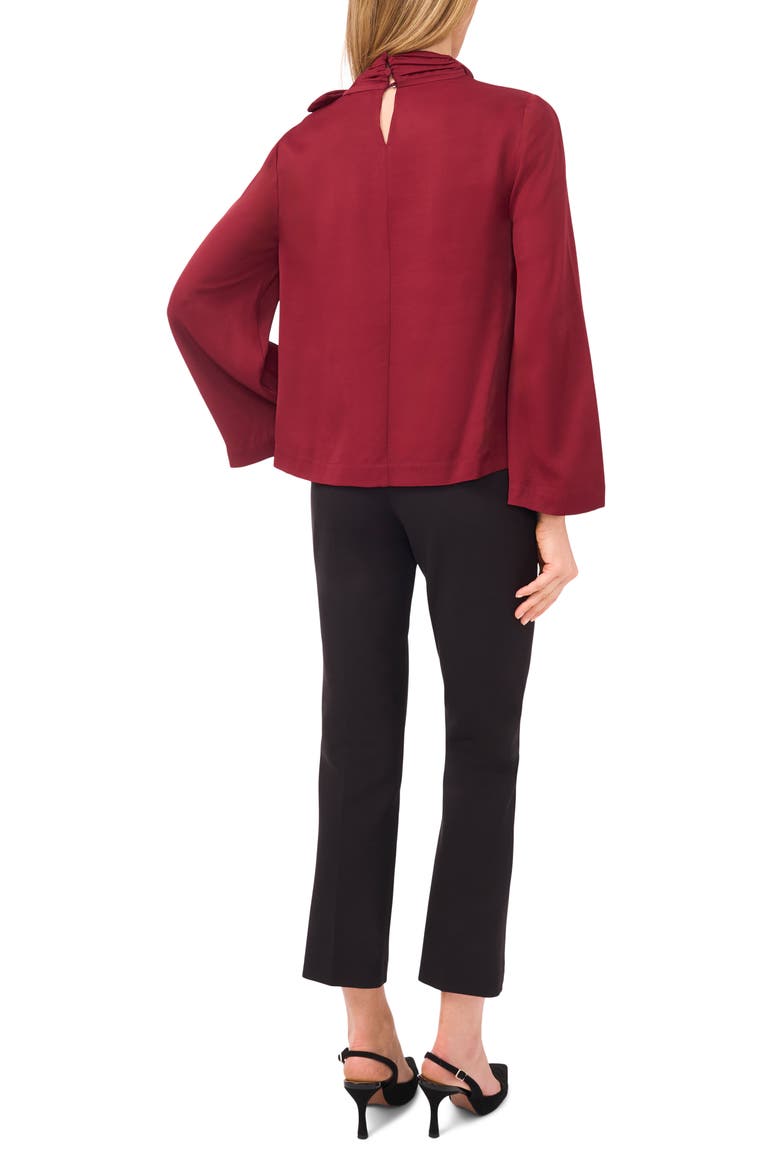 Tie Neck Twill Top, Alternate, color, TAWNY PORT