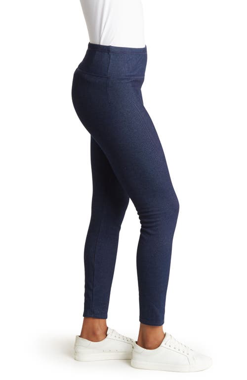 Hue Fleece Lined Denim Leggings In Blue
