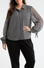 Liverpool Plaid Dobby Swiss Dot Top