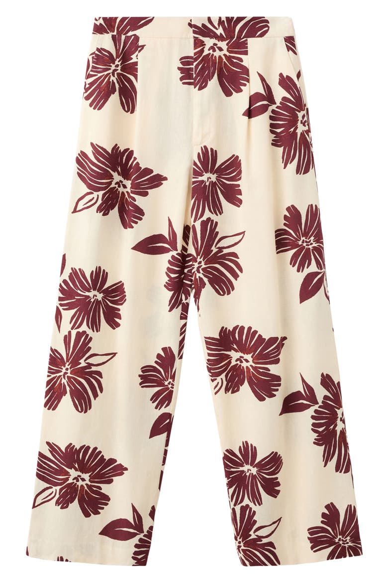 Pleated Print Straight Leg Pants, Alternate, color, ECRU