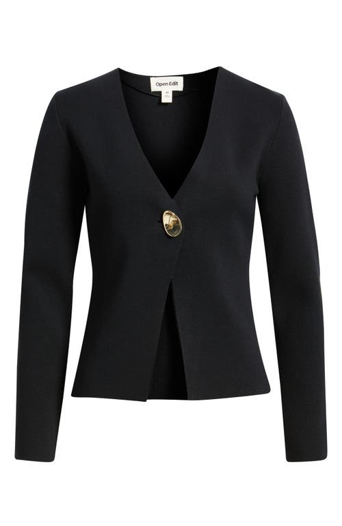 Open Edit Structured One-button Cardigan In Black