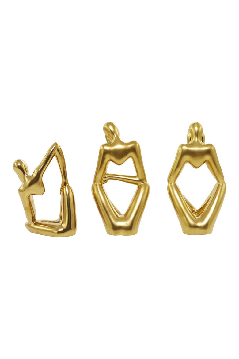 Set of 3 Contemporary Porcelain Statues, Alternate, color, GOLD
