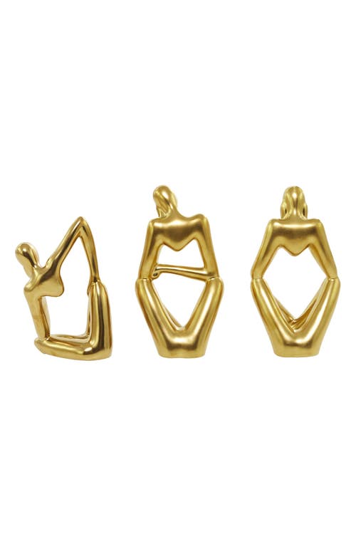 Uma Set Of 3 Contemporary Porcelain Statues In Gold