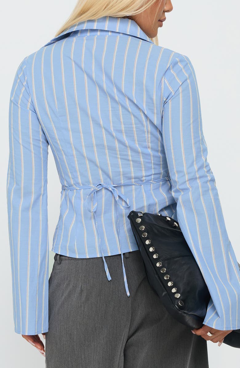 Princess Polly Ameliah Twist Crop Shirt, Alternate, color, Blue Stripe