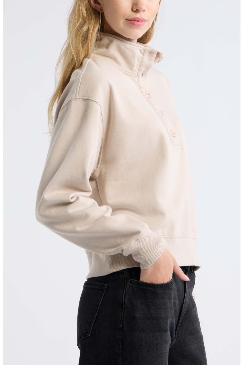 Funnel Neck Henley Sweatshirt, Alternate, color, GREY CHATEAU
