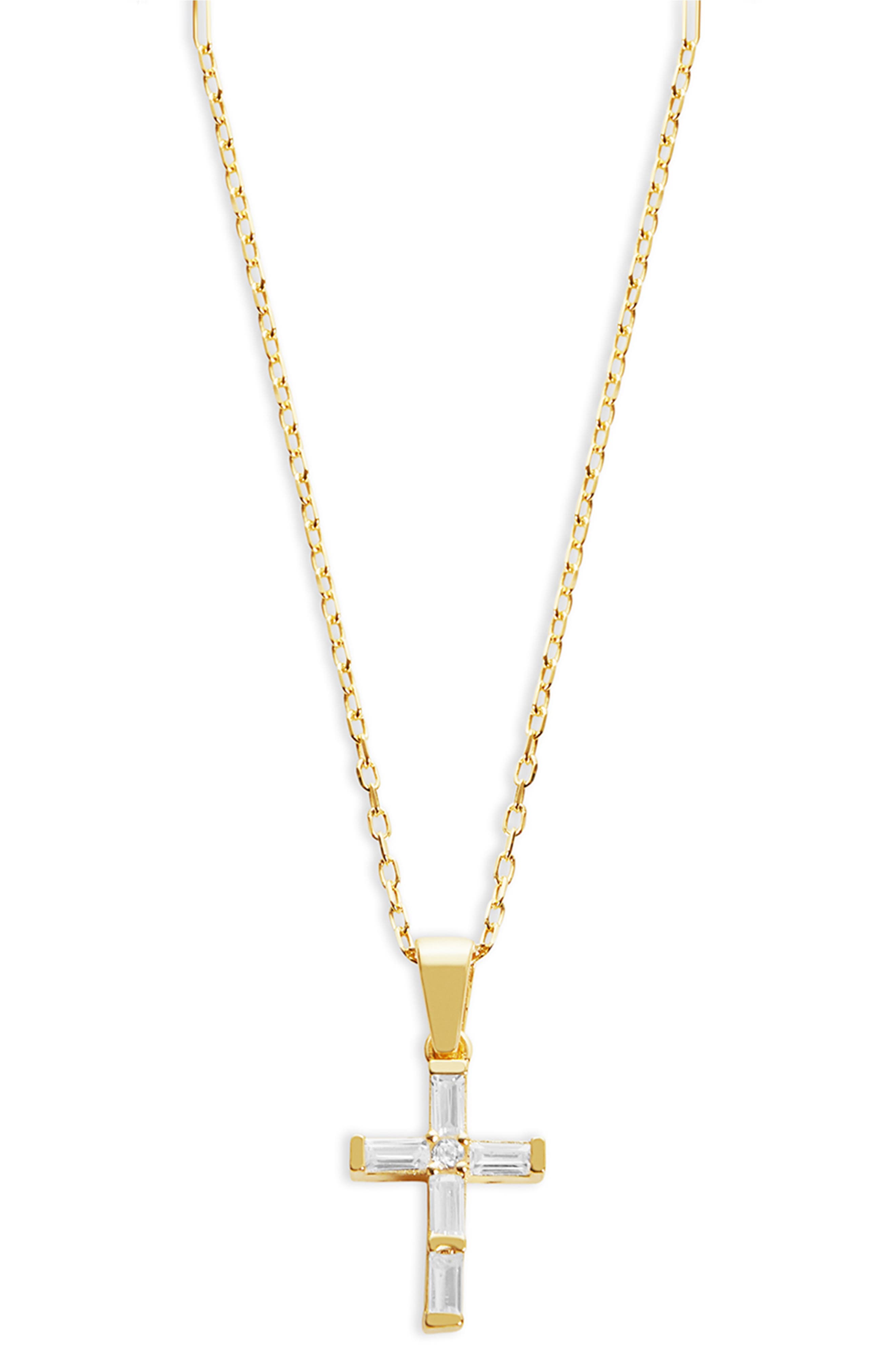 ARGENTO VIVO Crystal Baguette Cross Pendant Necklace