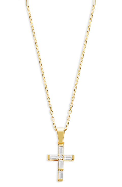 Crystal Baguette Cross Pendant Necklace