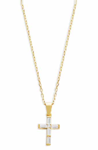 ARGENTO VIVO Crystal Baguette Cross Pendant Necklace