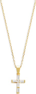 ARGENTO VIVO Crystal Baguette Cross Pendant Necklace