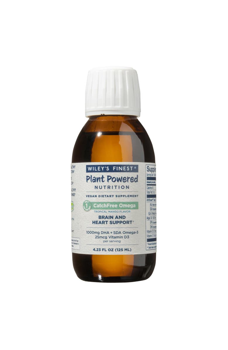 Wiley's Finest Catchfree Omega - Vegan, Non-Gmo Fish Oil Alternative - Full Spectrum Omega-3 Liquid Supplement With Organic Plant-Based Algae Oil - Tropical Mango Flavor - 4.23 Oz, Main, color, NO COLOR