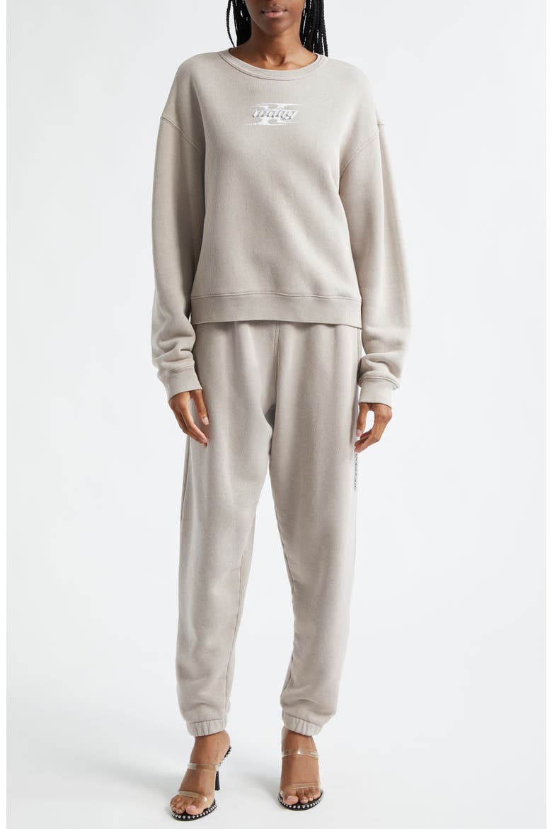 Flame Logo Cotton French Terry Sweatpants, Alternate, color, 230A WASHED OYSTER