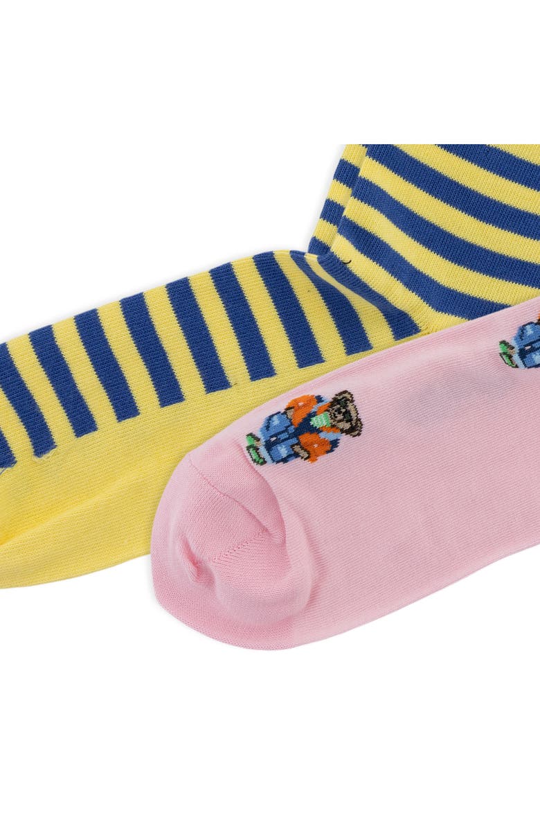 Polo Ralph Lauren Assorted 2-Pack Stripe & Polo Bear Cotton Blend Dress Socks, Alternate, color, Pink
